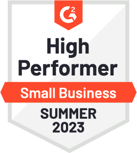 G2 hight performer small business summer 2023 badge